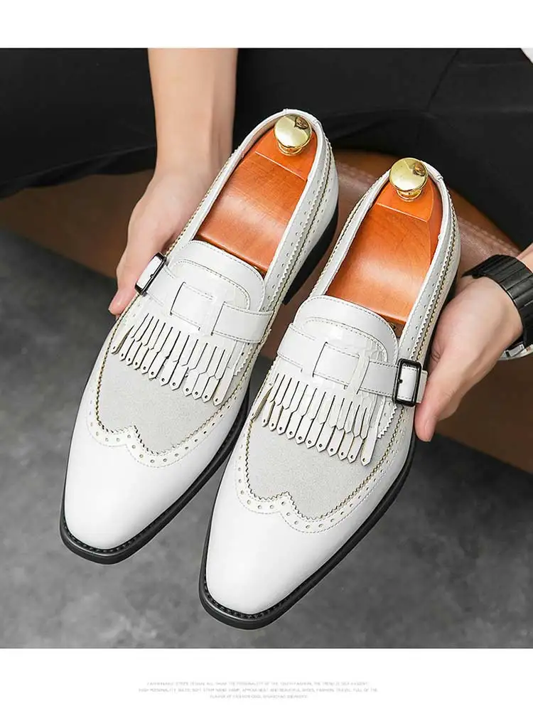 men Loafers tassels formal shoes wedding Round Toe Slip-On Spring/Autumn business mens shoes size 38-48