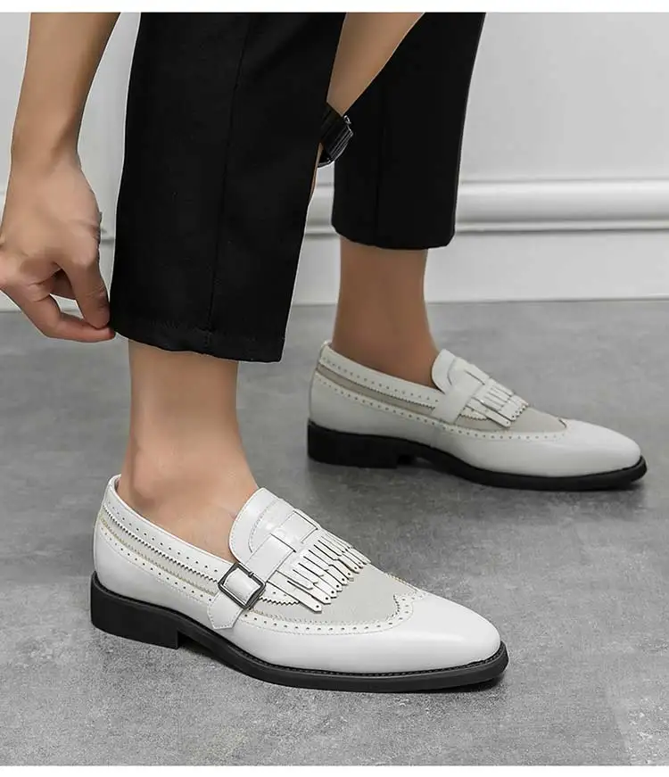 men Loafers tassels formal shoes wedding Round Toe Slip-On Spring/Autumn business mens shoes size 38-48