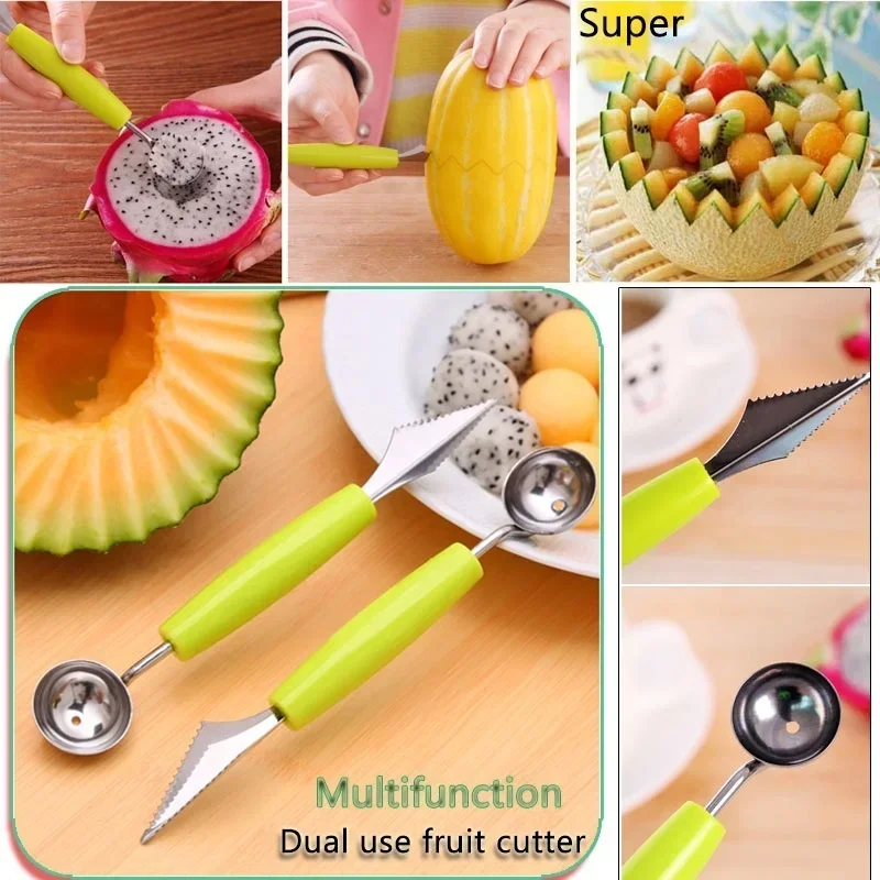 Ice Cream Scoops Watermelons Kitchen Gadgets Fruit Platter Carving Knives Melon Ball Scoops Accessories Slicers Tools 2024