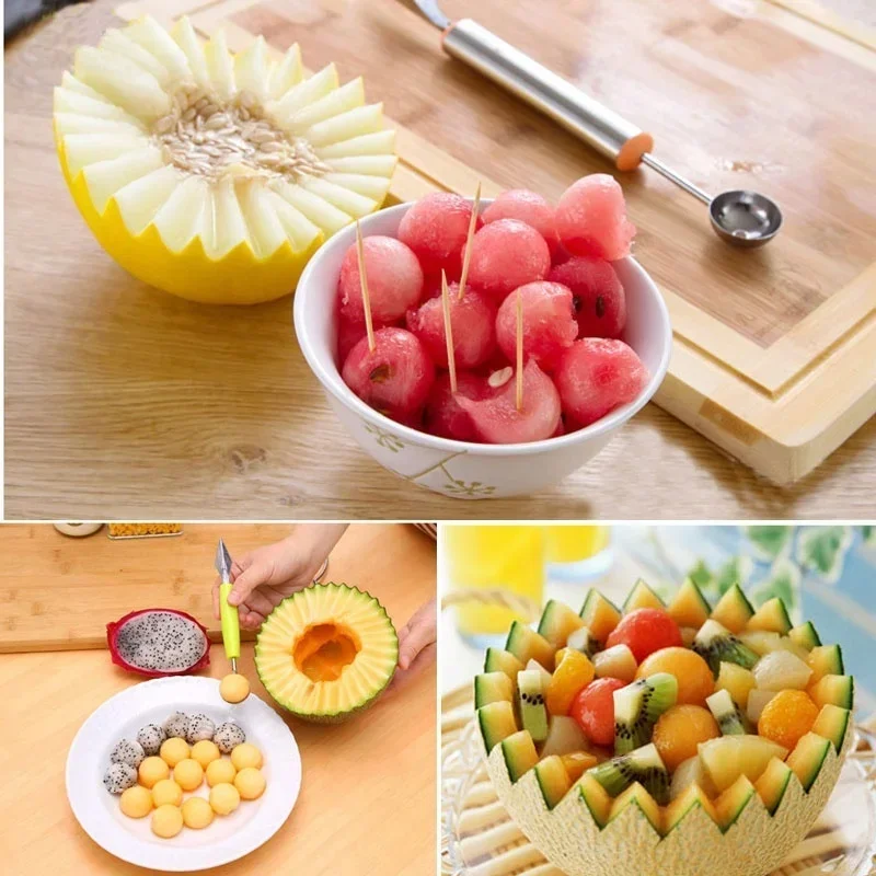 Ice Cream Scoops Watermelons Kitchen Gadgets Fruit Platter Carving Knives Melon Ball Scoops Accessories Slicers Tools 2024