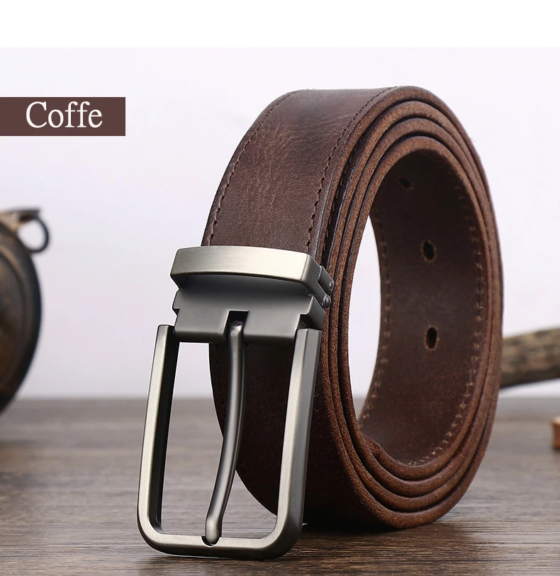 3.3cm Wide Cowhide Leather For men  Belt Personality Retro  Pin buckle Jeans Youth Men's Belts Gift Genuine Leather Man