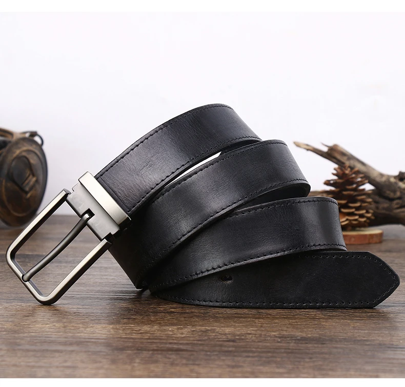 3.3cm Wide Cowhide Leather For men  Belt Personality Retro  Pin buckle Jeans Youth Men's Belts Gift Genuine Leather Man