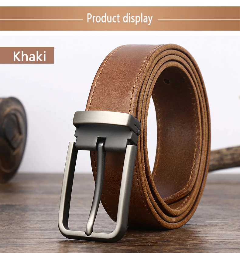 3.3cm Wide Cowhide Leather For men  Belt Personality Retro  Pin buckle Jeans Youth Men's Belts Gift Genuine Leather Man