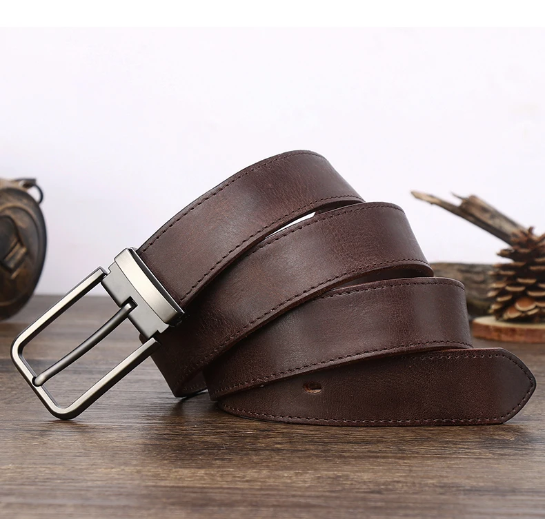 3.3cm Wide Cowhide Leather For men  Belt Personality Retro  Pin buckle Jeans Youth Men's Belts Gift Genuine Leather Man