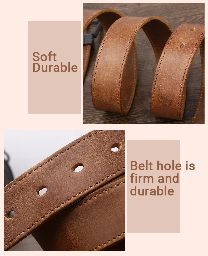 3.3cm Wide Cowhide Leather For men  Belt Personality Retro  Pin buckle Jeans Youth Men's Belts Gift Genuine Leather Man