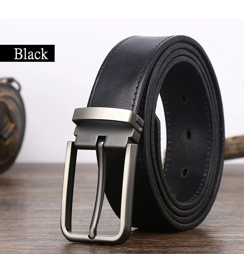 3.3cm Wide Cowhide Leather For men  Belt Personality Retro  Pin buckle Jeans Youth Men's Belts Gift Genuine Leather Man