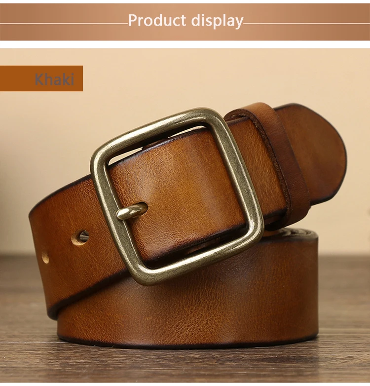 Men's  Cowhide Copper Buckle Leather Belts All Matching Casual Jeans High-quality Luxury Genuine Leather Belt For Man