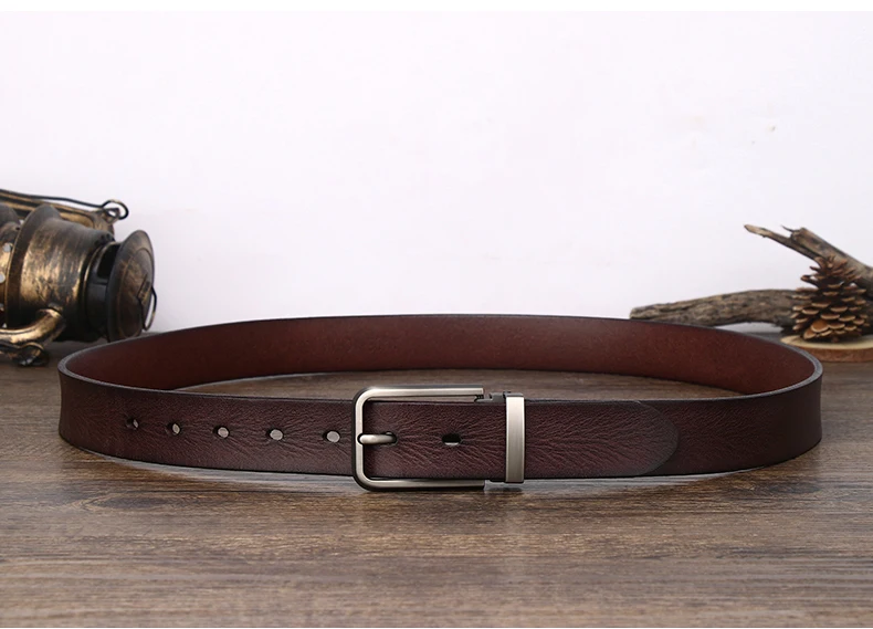 Cowhide Top Layer Students Retro Western Genuine leather Belt for men Casual Buckle  Luxury Jeans Man Soft  Belts
