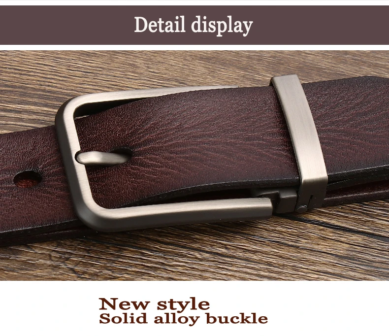 Cowhide Top Layer Students Retro Western Genuine leather Belt for men Casual Buckle  Luxury Jeans Man Soft  Belts