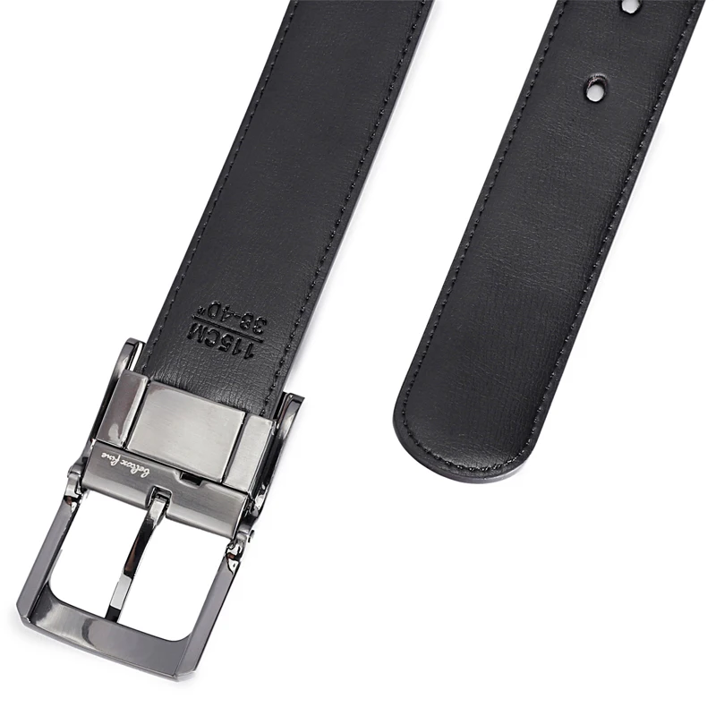 Men's Genuine Leather Reversible Belt Rotated Buckle Two In One Big And Tall