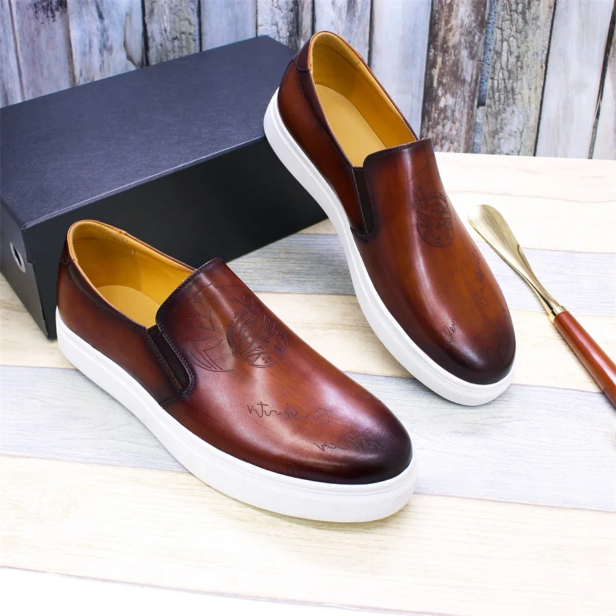 Genuine Leather Casual Men's Shoes High-grade Handmade Fashion Comfortable Leather Shoes Daily Dating Loafers Formal Party Shoes