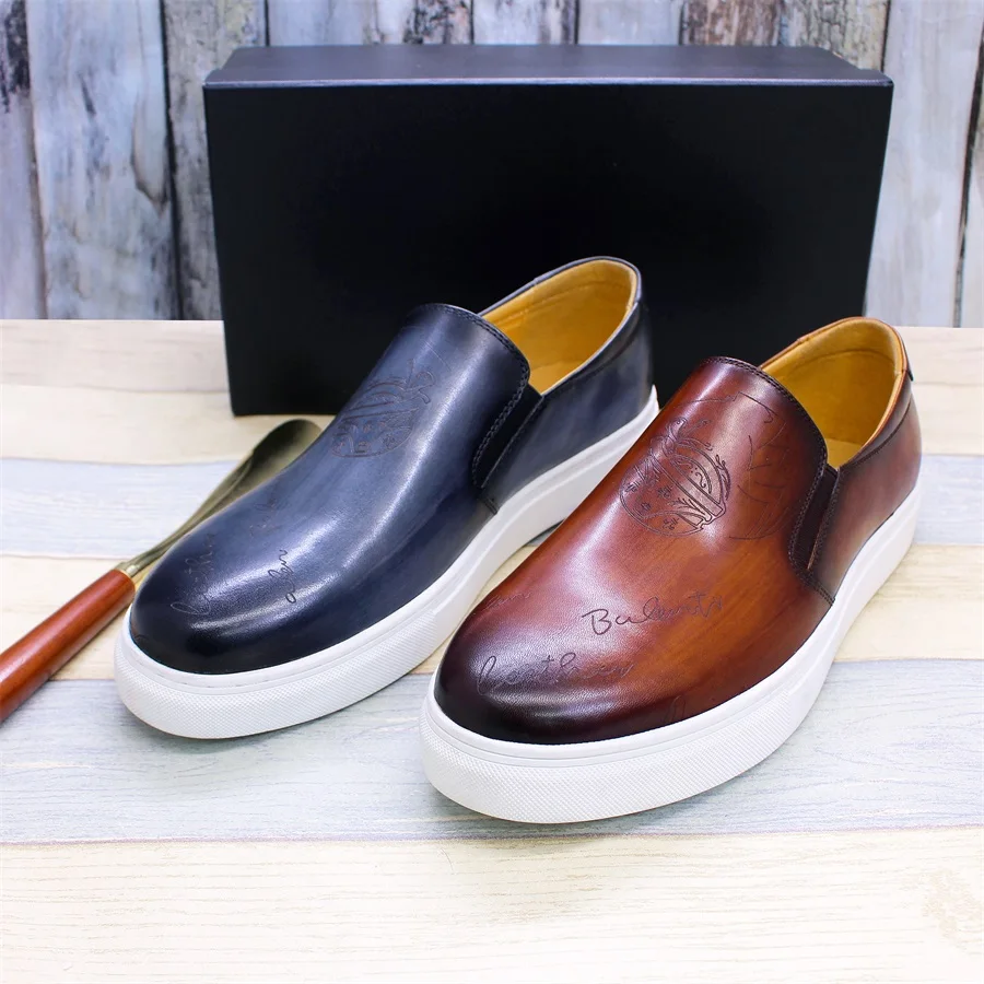 Genuine Leather Casual Men's Shoes High-grade Handmade Fashion Comfortable Leather Shoes Daily Dating Loafers Formal Party Shoes