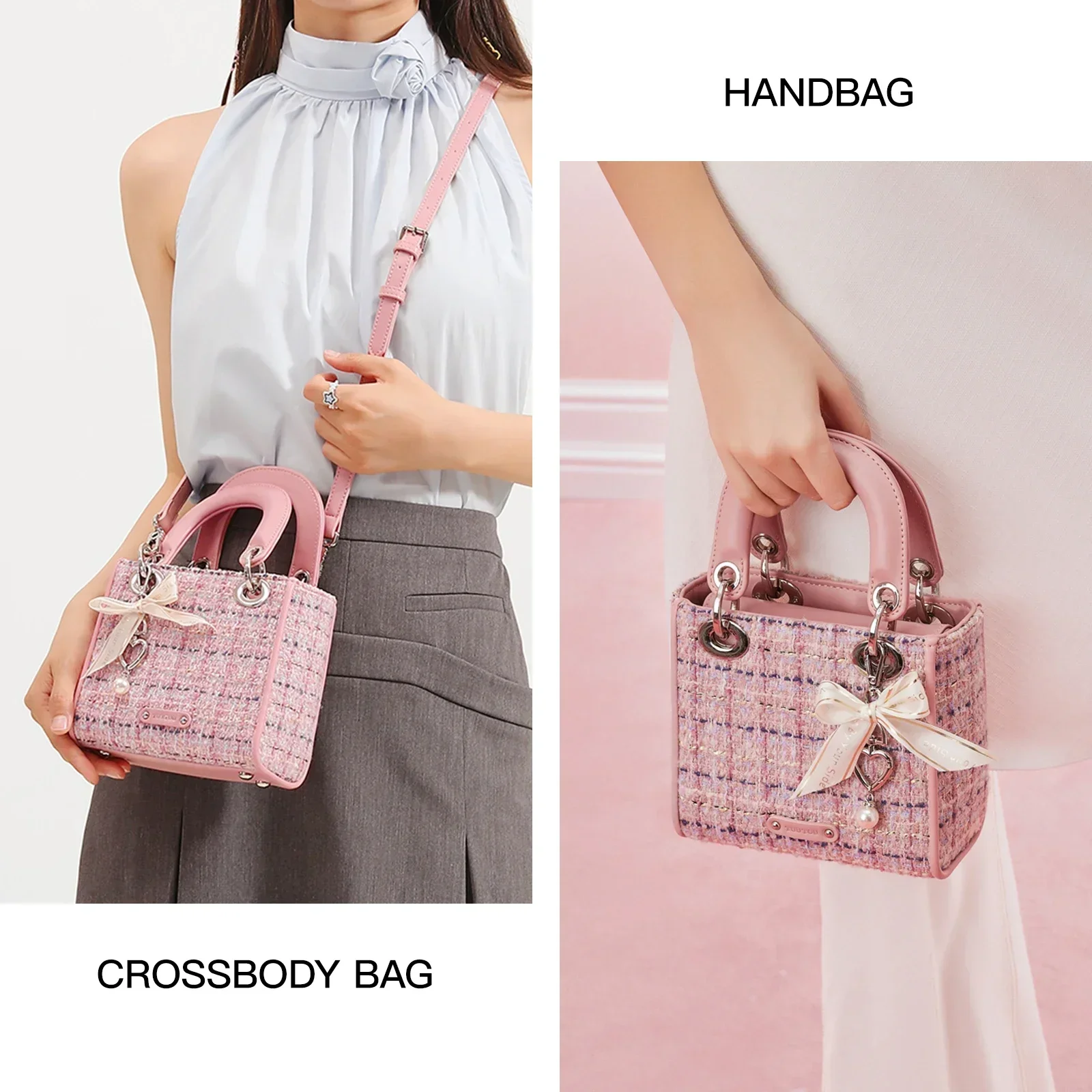 TOUTOU Exquisite and Cute Handbag Women's Crossbody Bag With Original Luxury Designer Shoulder Bag with Bowknot Pendant