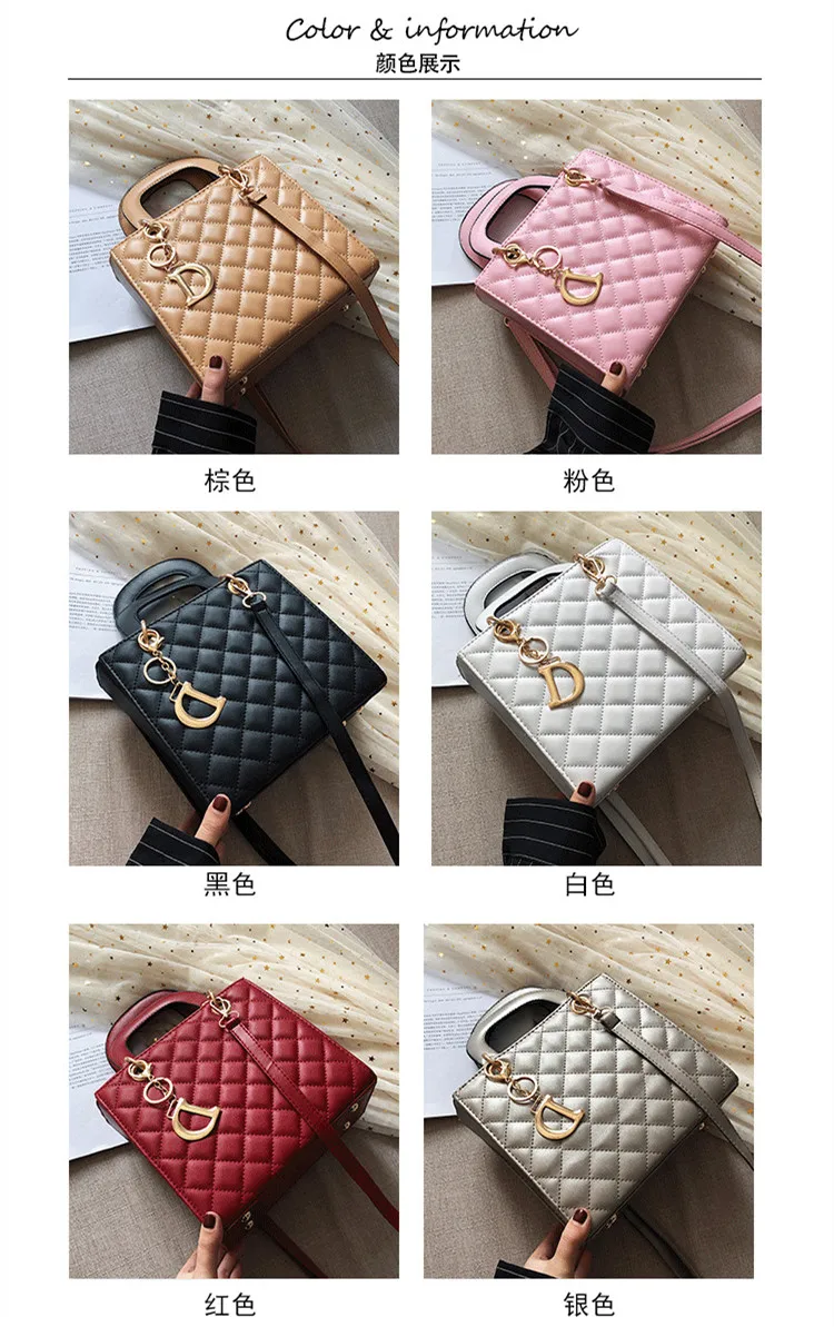2024 New Trendy Women Fashion Diamond Lattice Shoulder Bag Female Korean Handle Bag Ladies All Match Crossbody Bag Party Bag