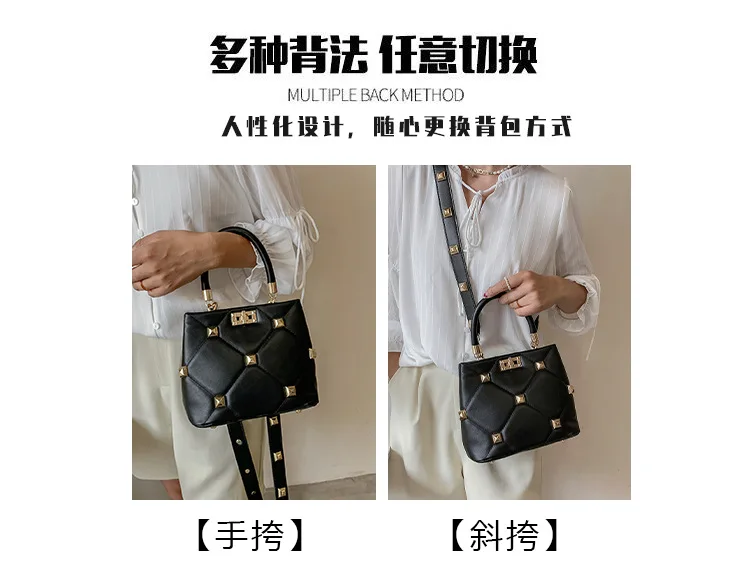 Designer Trendy Women's Shoulder Bag Rivets Purses and Handbags PU Female Crossbody Bag Tote Bags