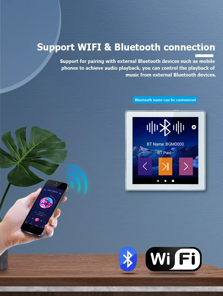 4 Inch Smart Alexa WiFi Wall Amplifier Audio Music Android 10.0 System Bluetooth Amp Home Theater HiFi Stereo For TV Projector