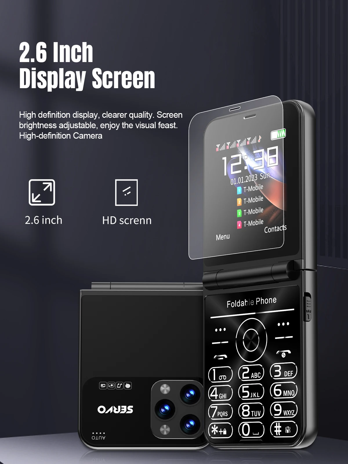 SERVO Flilo7 4 SIM Card Flip Mobile Phone Auto Call Record Speed Dial Magic Voice Blacklist FM Radio Type-C Foldable Cellphone