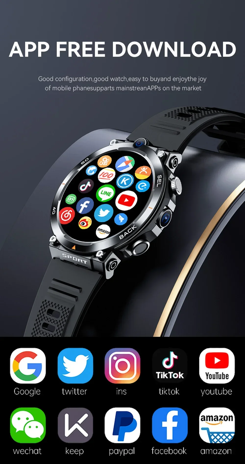 4G LTE Smartwatch For Men GPS HD Dual Camera SIM Talk NFC Heart Rate Health Monitoring Face Unlock Smart Watch For Android IOS