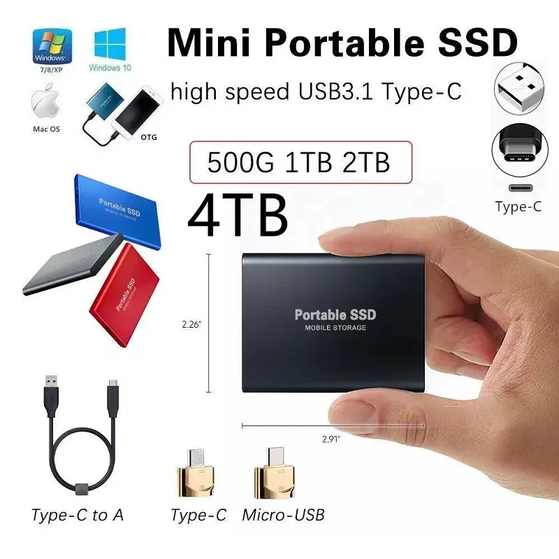 MIJIA Original SSD Hard Disk 1TB 2TB 500GB 128TB Hard Drive Drive Hard Disk Portable Electronics for Laptops/Computer/PC