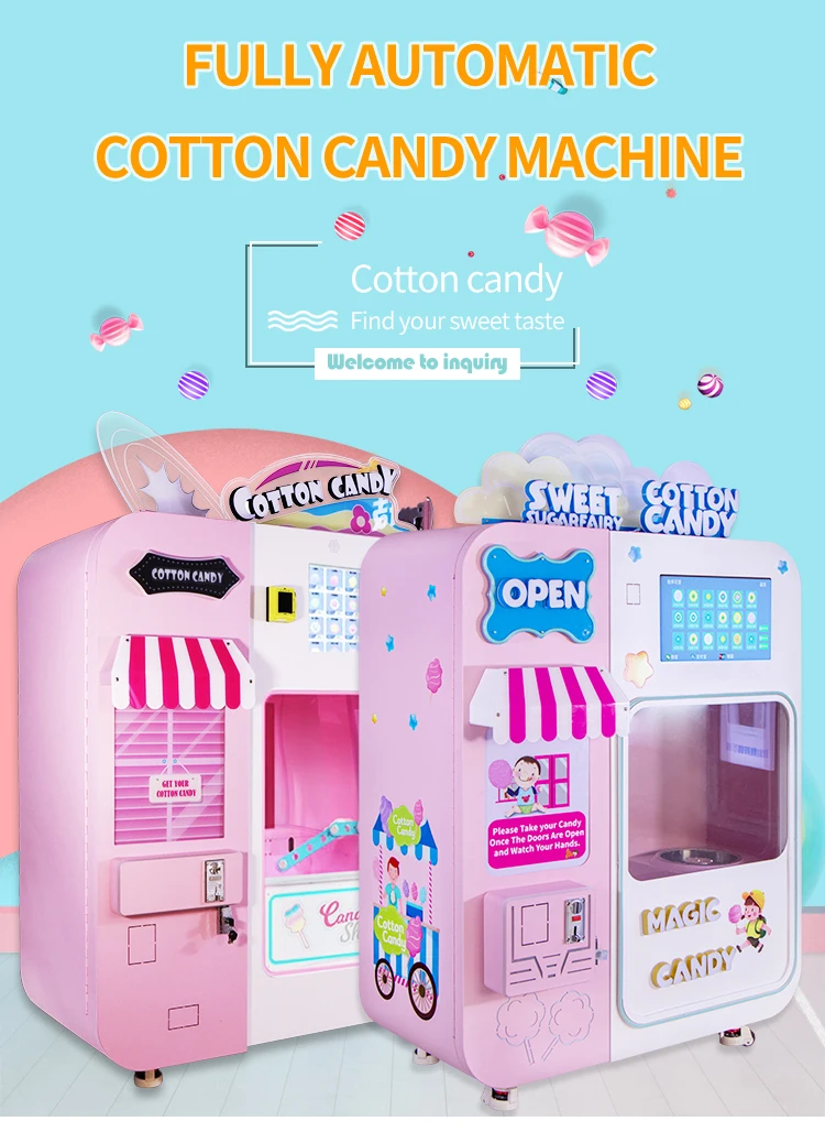 Automatic Cotton Candy Vending Machine Robot Commercial Floss Marshmallow Sugar Electric Making Flower Cotton Candy Machine/