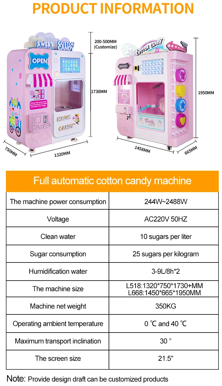 Automatic Cotton Candy Vending Machine Robot Commercial Floss Marshmallow Sugar Electric Making Flower Cotton Candy Machine/