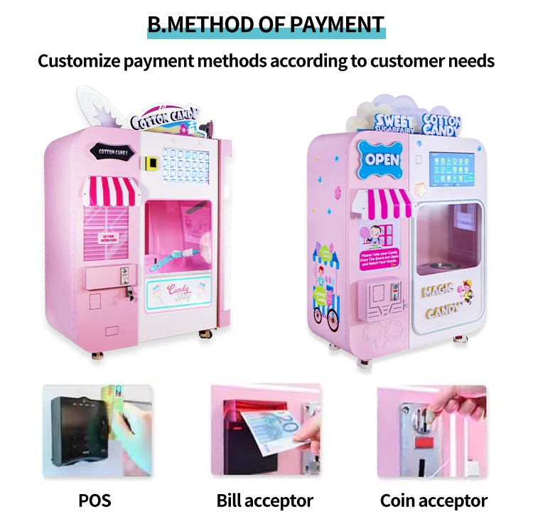 Automatic Cotton Candy Vending Machine Robot Commercial Floss Marshmallow Sugar Electric Making Flower Cotton Candy Machine/