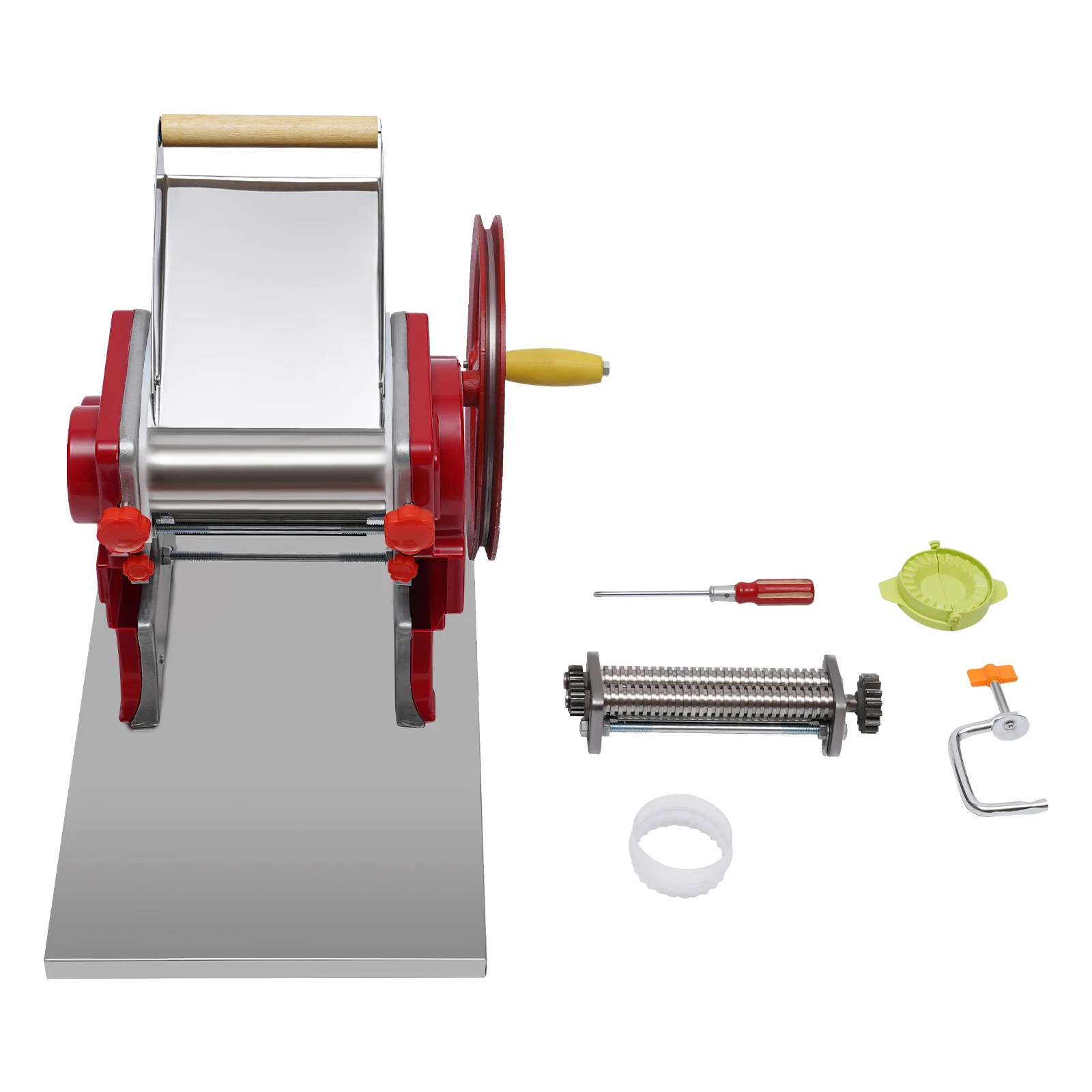 Commercial Manual Dough Roller Sheeter Noodle Pasta Dumpling Press Maker Machine Red Hand-cranked