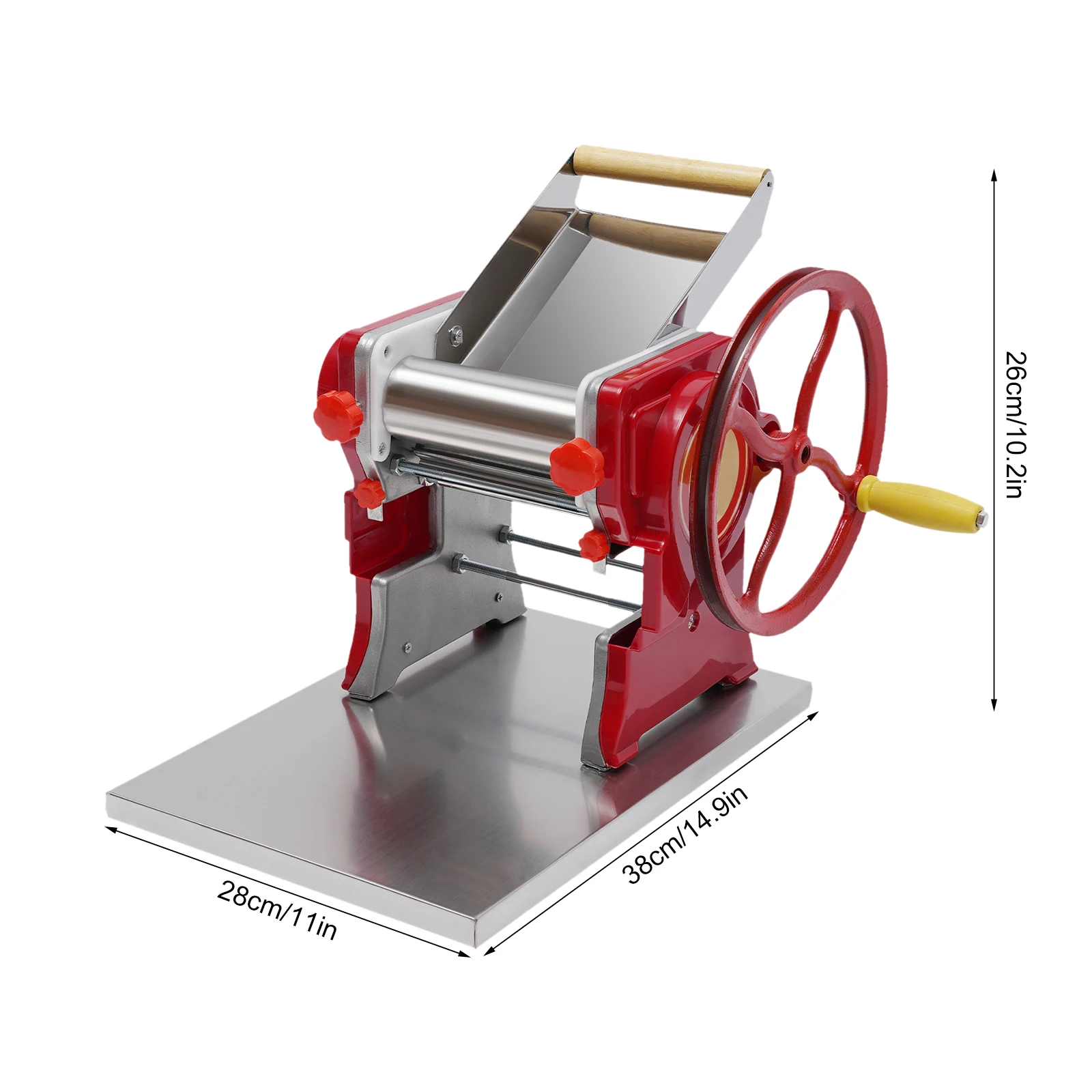 Commercial Manual Dough Roller Sheeter Noodle Pasta Dumpling Press Maker Machine Red Hand-cranked