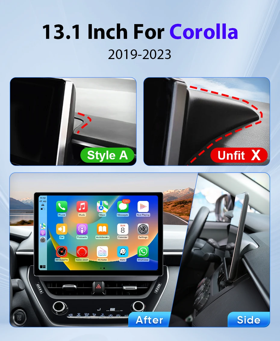 Ainavi 13.1 Inch For Toyota Corolla 2019 2021 2022 RAV4 RAV 4 2020 2023 Car Radio Carplay Android Auto Multimedia Player