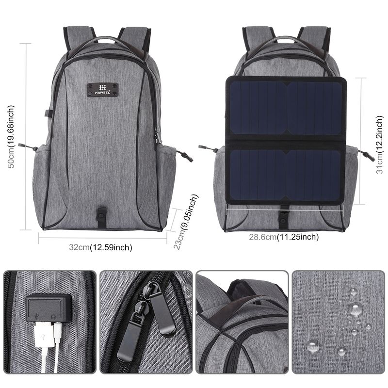 Unisex Laptop Backpack with Solar Panel